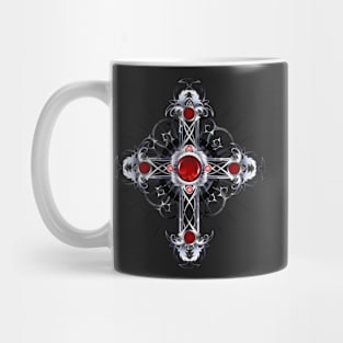 Silver Cross with Rubies Mug